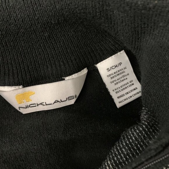 Nicklaus Black Quarter Zip Sweater Wool Blend Golf Pullover Small - Picture 4 of 4